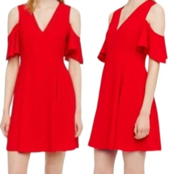Club Monaco cold shoulder mini red dress - Picture 1 of 5